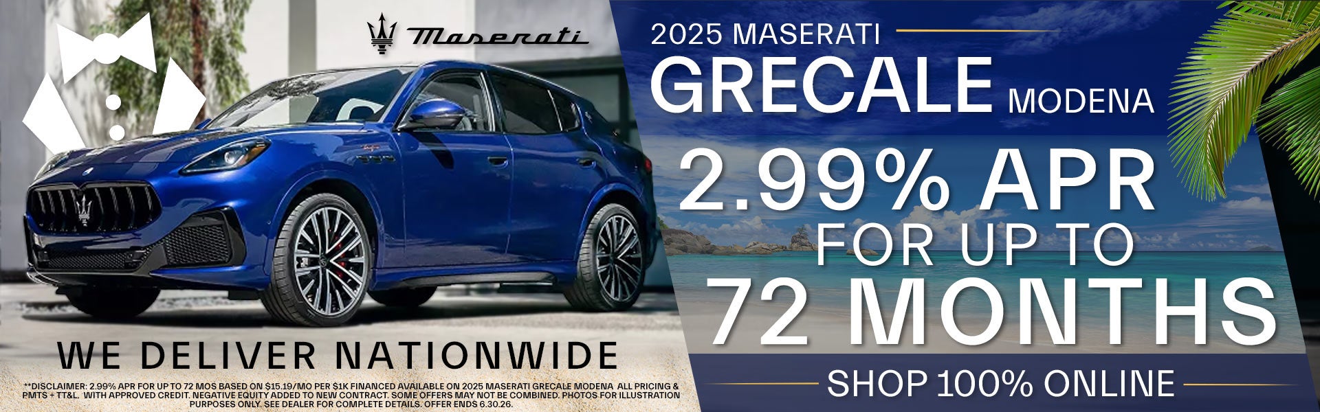 2.99% APR For Up To 72 Months On 2025 Maserati Grecales