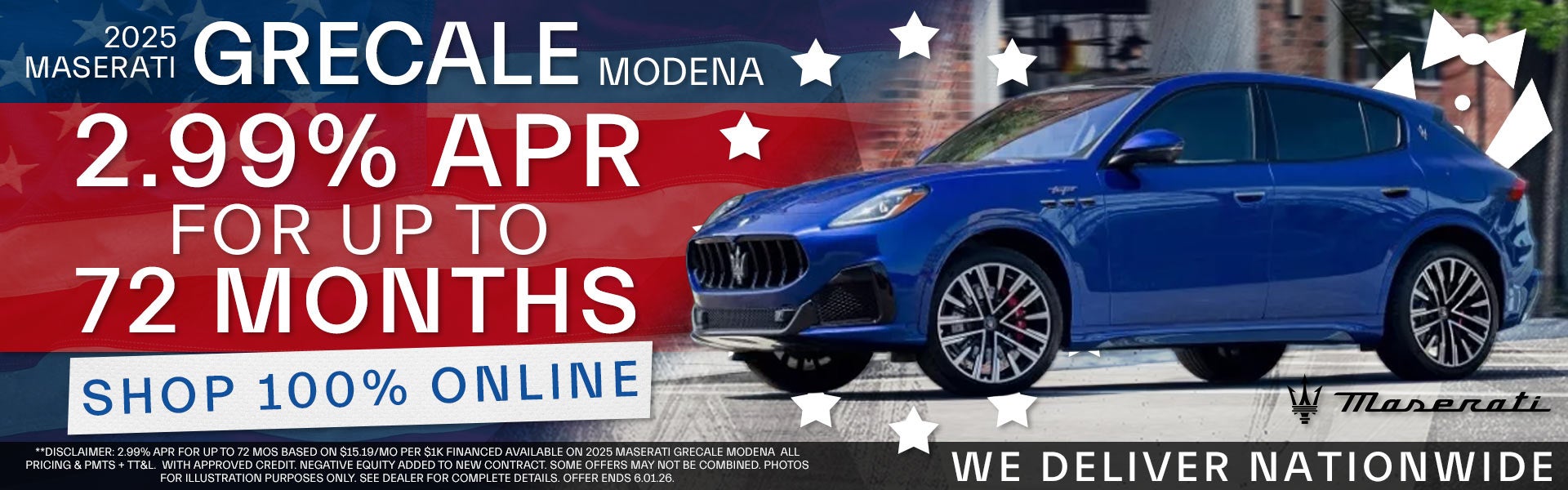 2.99% APR For Up To 72 Months On 2025 Maserati Grecales