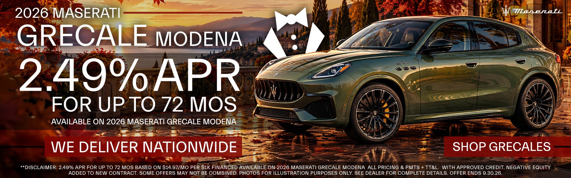 2.49% APR For Up To 72 Months On 2026 Maserati Grecales