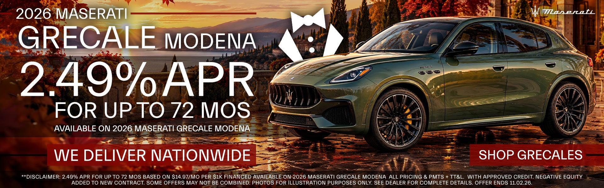2.49% APR For Up To 72 Months On 2026 Maserati Grecales