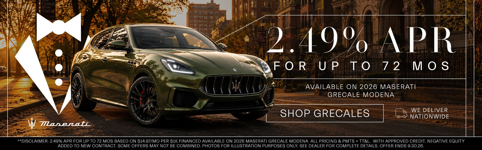 2.49% APR For Up To 72 Months On 2026 Maserati Grecales