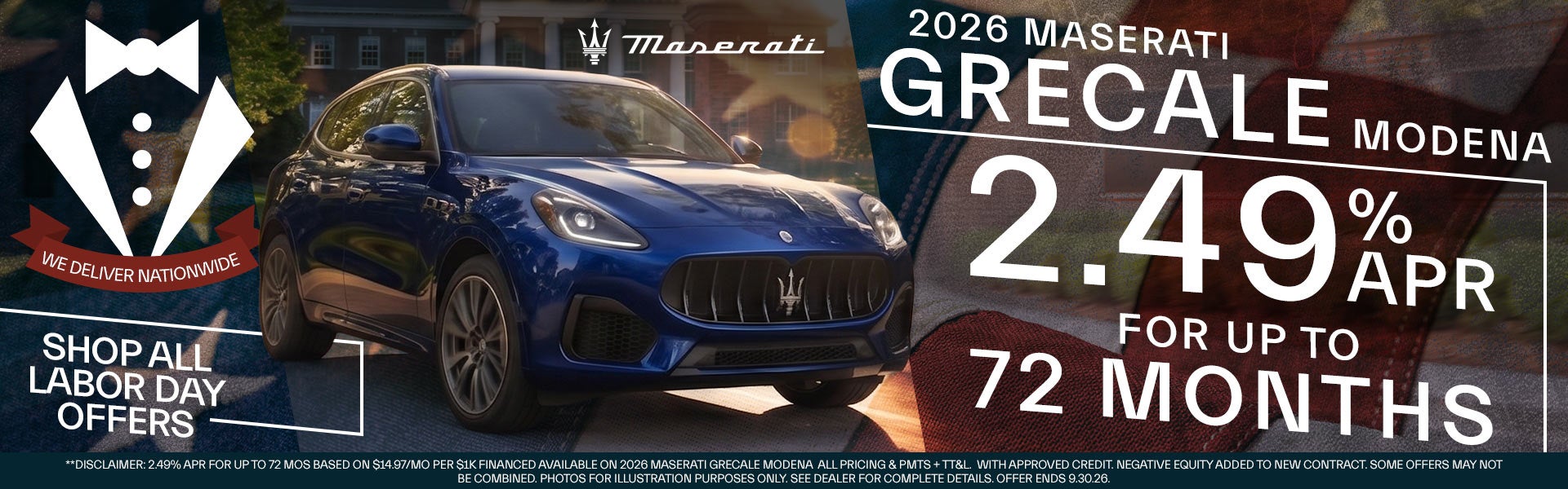2.49% APR For Up To 72 Months On 2026 Maserati Grecales