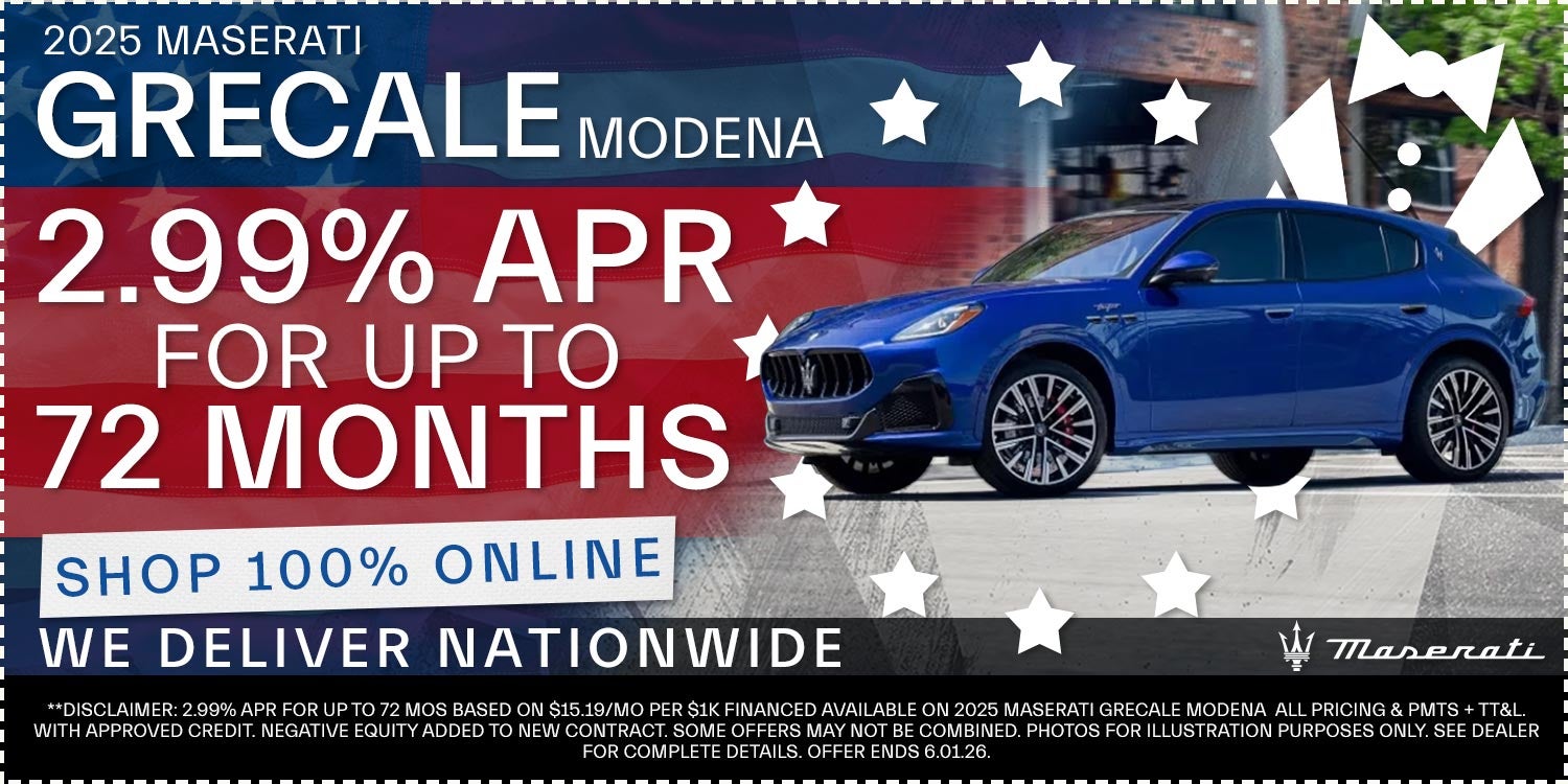 2.99% APR For Up To 72 Months On A 2025 Maserati Grecale Modena